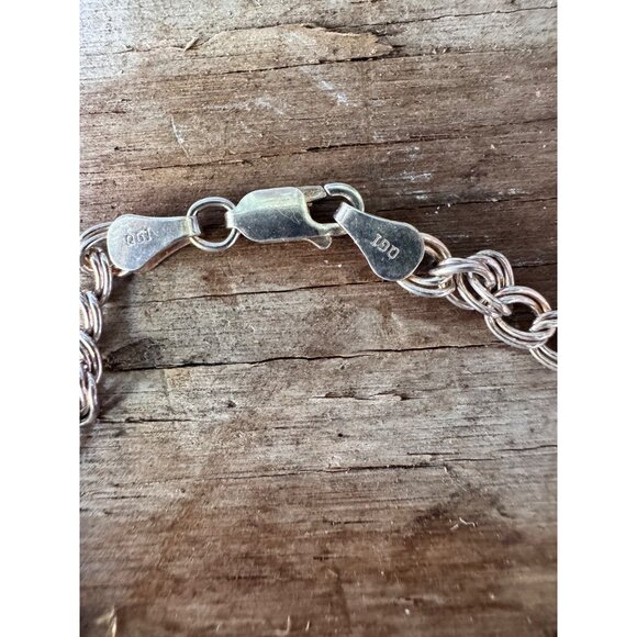 Sterling Silver 925 Italian Double Link Chain Bracelet With Lobster Clasp 5.5g - Picture 3 of 6